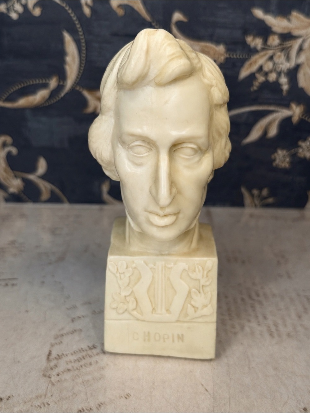 Vintage A Santini Italy Frédéric Chopin Bust Sculpture Marble Resin